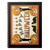 Oude Halloween, Zwarte Katten met Jackolanterns Notitieboek (Voorkant)
