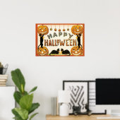 Oude Halloween, Zwarte Katten met Jackolanterns Poster (Thuiskantoor)