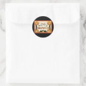Oude Halloween, Zwarte Katten met Jackolanterns Ronde Sticker (Tas)