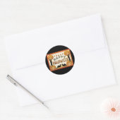 Oude Halloween, Zwarte Katten met Jackolanterns Ronde Sticker (Envelop)