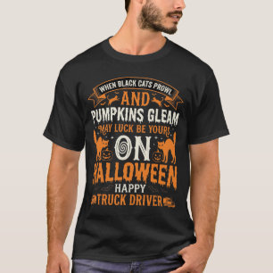 Oude Halloween Zwarte Katten Vrachtwagenchauffeur T-shirt