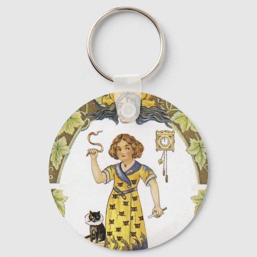 Oude Halloweenkaart Sleutelhanger (Voorkant)