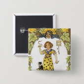 Oude Halloweenkaart Vierkante Button 5,1 Cm (Voorkant /achterkant)