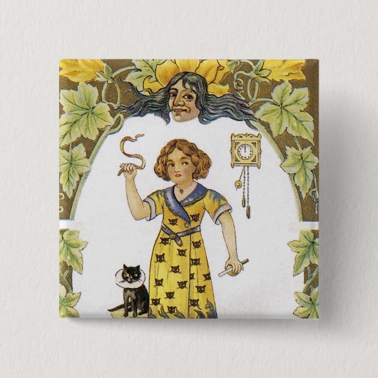Oude Halloweenkaart Vierkante Button 5,1 Cm (Voorkant)
