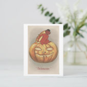 Oude Halloweenpompoen met duivel Briefkaart (Staand voorkant)
