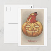 Oude Halloweenpompoen met duivel Briefkaart (Voorkant / Achterkant)