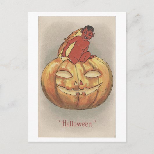 Oude Halloweenpompoen met duivel Briefkaart (Voorkant)