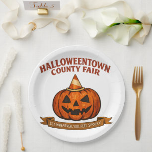 Oude Halloweentown County Fair Retro Pompoen Papieren Bordje