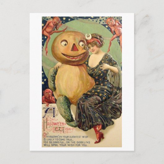 Oude Halloweenwenskaart Briefkaart (Voorkant)