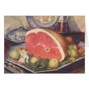 Oude hamdiner met groene bonen en aardappelen