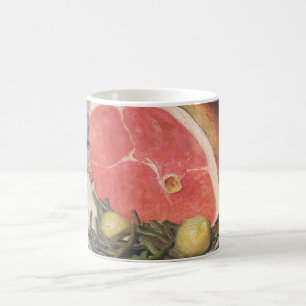 Oude hamdiner met sperziebonen en aardappelen koffiemok