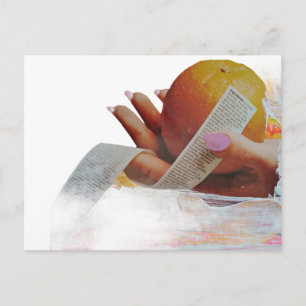 Oude Hand Houdt Sinaasappel Lange Ingredientenlijs Briefkaart