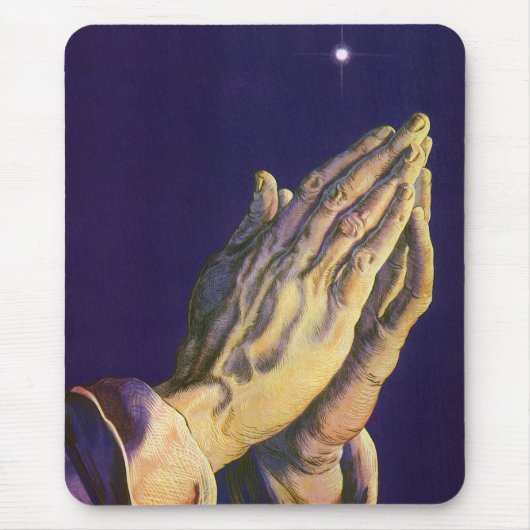 Oude handen biddend met Ster van Bethlehem Muismat (Voorkant)