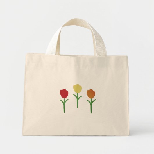 Oude handgedrukte tulpen mini tote bag (Voorkant)