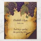 Oude handgeschilderde druiven op verouderd, rustie wijn etiket (Enkel label)