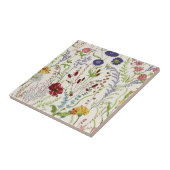 Oude handgetekende weidebloem tegeltje (Zijkant)