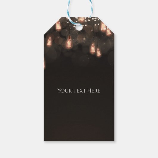 Oude Hangende Lichtpeertjes Rustieke Trouwgunst Cadeaulabel (Voorkant)