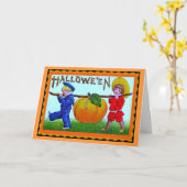 Oude Happy Halloween Pompoen - Halloween Kaart (Gele Bloem)