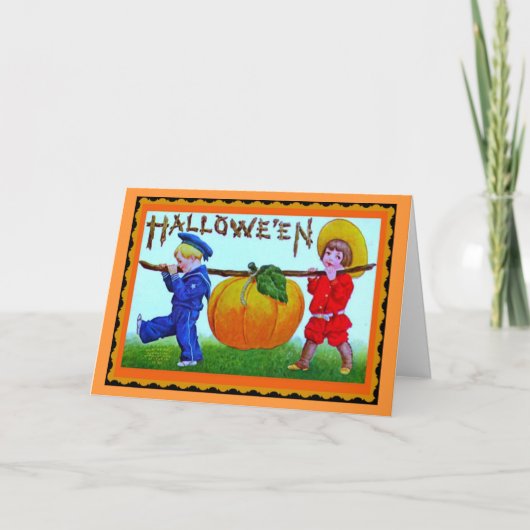 Oude Happy Halloween Pompoen - Halloween Kaart (Voorkant)