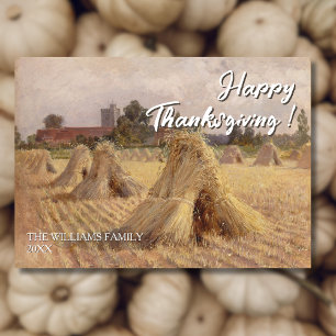 Oude Happy Thanksgiving Corn Stooks Bray Church Kaart