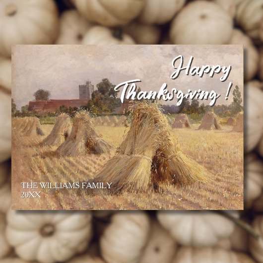 Oude Happy Thanksgiving Corn Stooks Bray Church Kaart