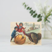 Oude Happy Thanksgiving kalkoen Briefkaart (Staand voorkant)