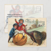 Oude Happy Thanksgiving kalkoen Briefkaart (Voorkant / Achterkant)