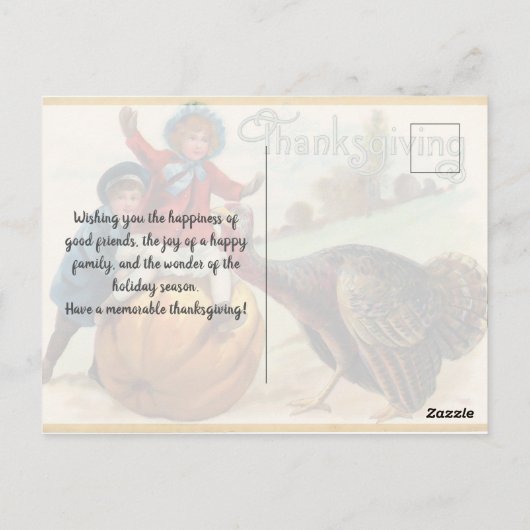 Oude Happy Thanksgiving kalkoen Briefkaart (Achterkant)