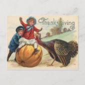 Oude Happy Thanksgiving kalkoen Briefkaart (Voorkant)