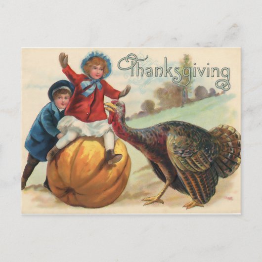 Oude Happy Thanksgiving kalkoen Briefkaart (Voorkant)