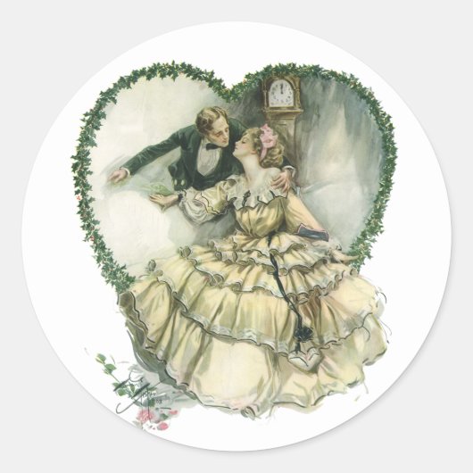 Oude Harrison Fisher, Kerstbruid en -bruidegom Ronde Sticker (Voorkant)