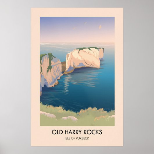 Oude Harry Rocks Dorset Zeekant Reisposter Poster (Voorkant)