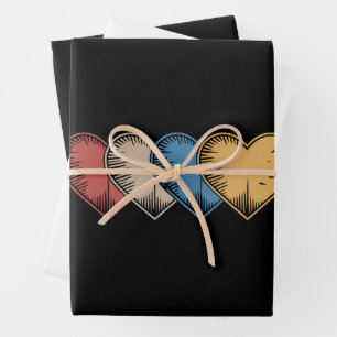 Oude Harten Cool Retro Valentijnsdag Cadeau  Inpakpapier Vel