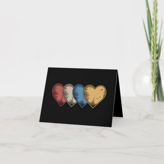 Oude Harten Cool Retro Valentijnsdag Cadeau Kaart (Voorkant)