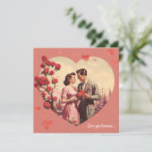 Oude Hartvormige Valentijns Postkaart met Bloemen Feestdagenkaart (Staand voorkant)