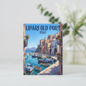 Oude haven van Lipari Italië Briefkaart (Staand voorkant)