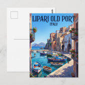 Oude haven van Lipari Italië Briefkaart (Voorkant / Achterkant)