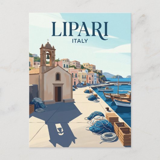 Oude haven van Lipari Italië Briefkaart (Voorkant)