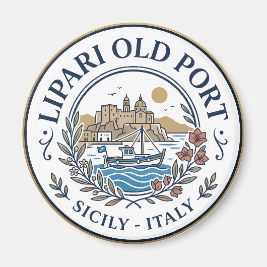 Oude haven van Lipari Italië Magneet (Voorkant)