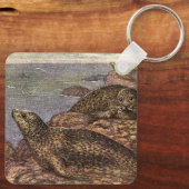 Oude havenrobben, zeedieren oceandieren sleutelhanger (Achterkant)