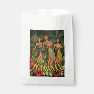 Oude Hawaï Hula Dansers Retro Tiki Palmboom Bedankzakje