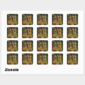 Oude Hawaï Hula Dansers Retro Tiki Palmboom Vierkante Sticker (Vel)