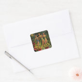 Oude Hawaï Hula Dansers Retro Tiki Palmboom Vierkante Sticker (Envelop)