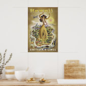 Oude Hawaï reisposterprint, Hula-danseres Poster (Keuken)