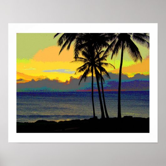 Oude Hawaï zonsondergang Posters (Voorkant)