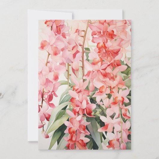 Oude Hawaiaanse bloem orchideeën cascade blank Feestdagenkaart (Voorkant)