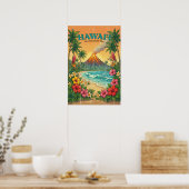 Oude Hawaïaanse Reisposters - Hawaï-eiland Poster (Keuken)
