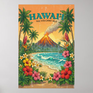 Oude Hawaïaanse Reisposters - Hawaï-eiland Poster