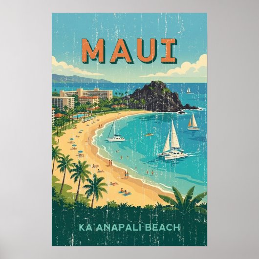 Oude Hawaïaanse Reisposters - Maui Poster (Voorkant)
