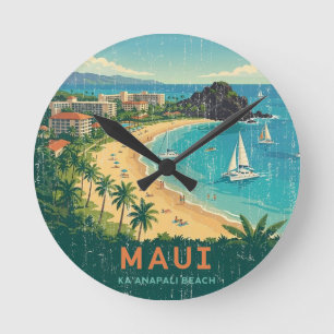 Oude Hawaïaanse Reisposters - Maui Ronde Klok